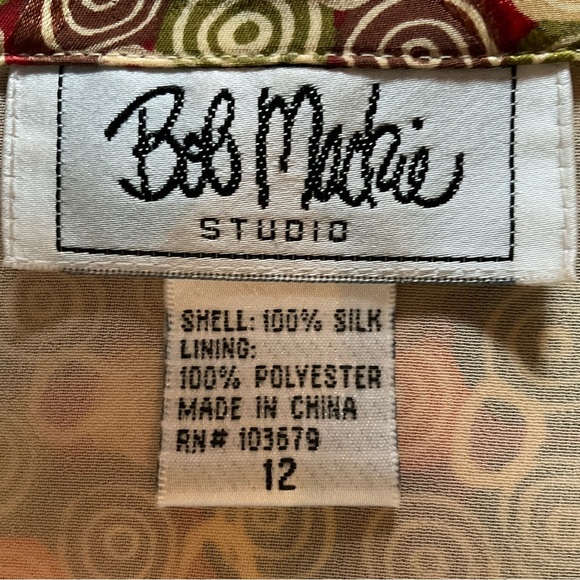 Vintage Bob Mackie Studio Silk Abstract Print Dress Size 12 - Picture 2 of 16